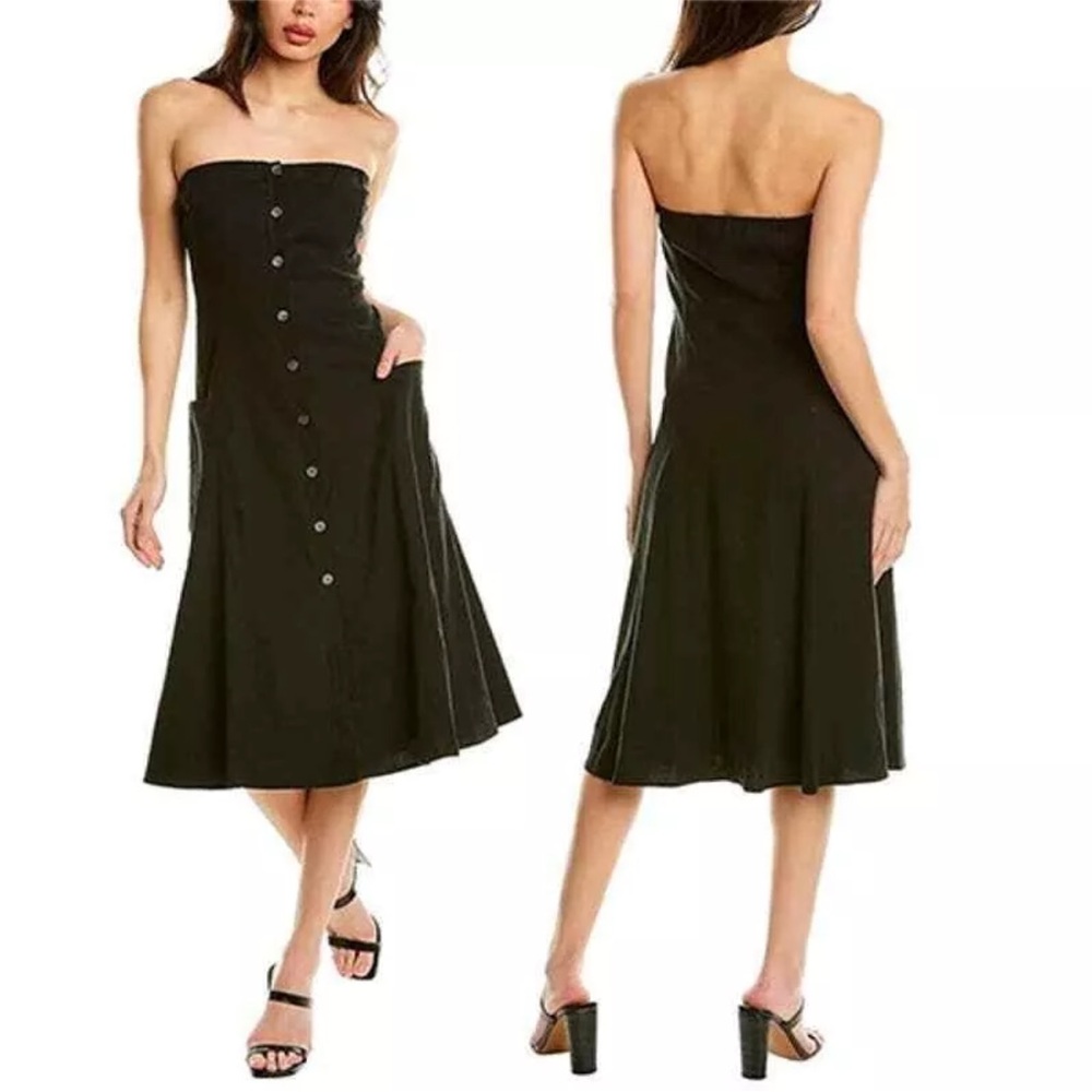 Last chance! THEORY KAYLEIGH SOFT CRUNCH LINEN-BLEND DRESS SIZE 18